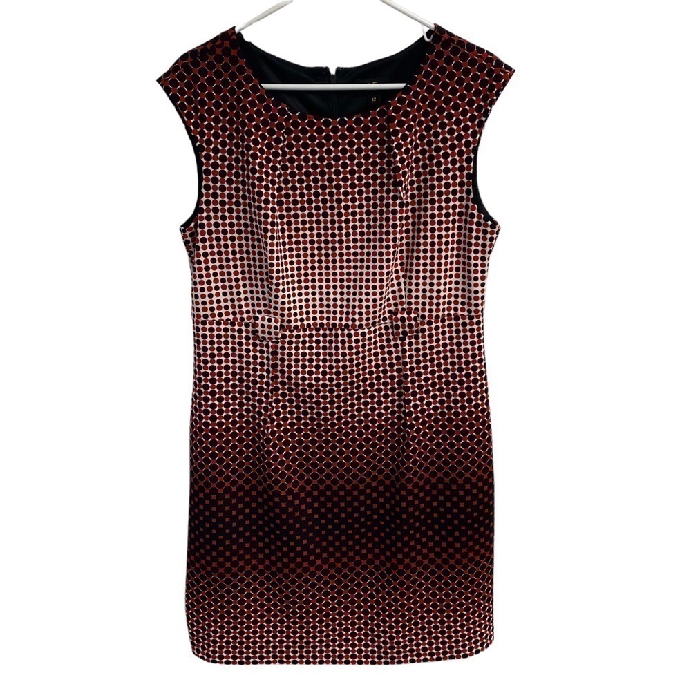 ILE New York Sheath Fitted Straight Silhouette Geometric Print Ombré Sleeveless - Picture 2 of 9